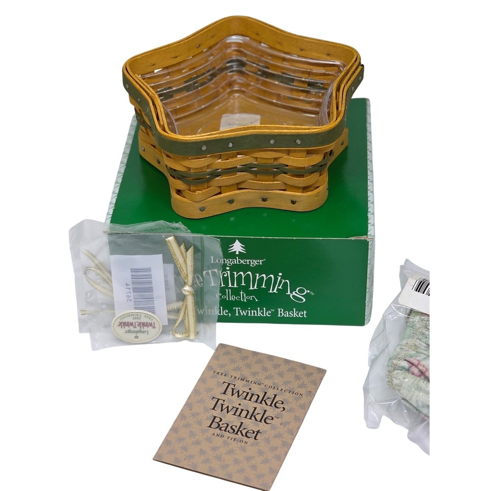 VTG Longaberger 2001 Twinkle Twinkle Star Basket Tree Trimming Collection Green